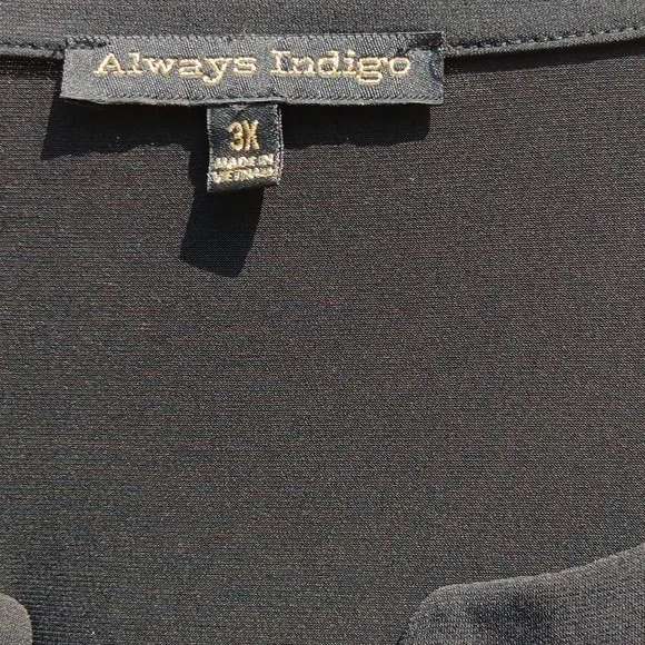 ALWAYS INDIGO Elegant Long Sleeve Black Dress with Waist String- 3X - Picture 9 of 13